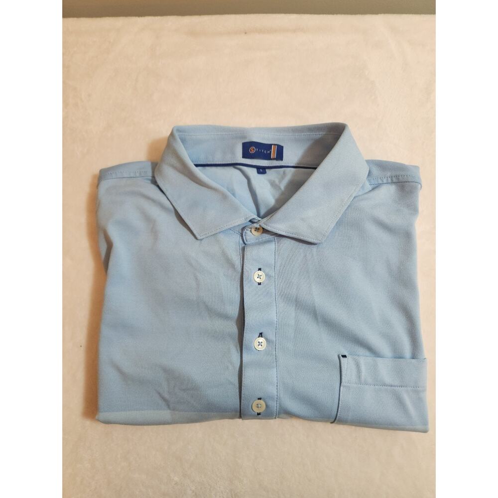 Stitch Polo Shirt Mens Large Blue Color Block Short Sleeve Golf Athleisure